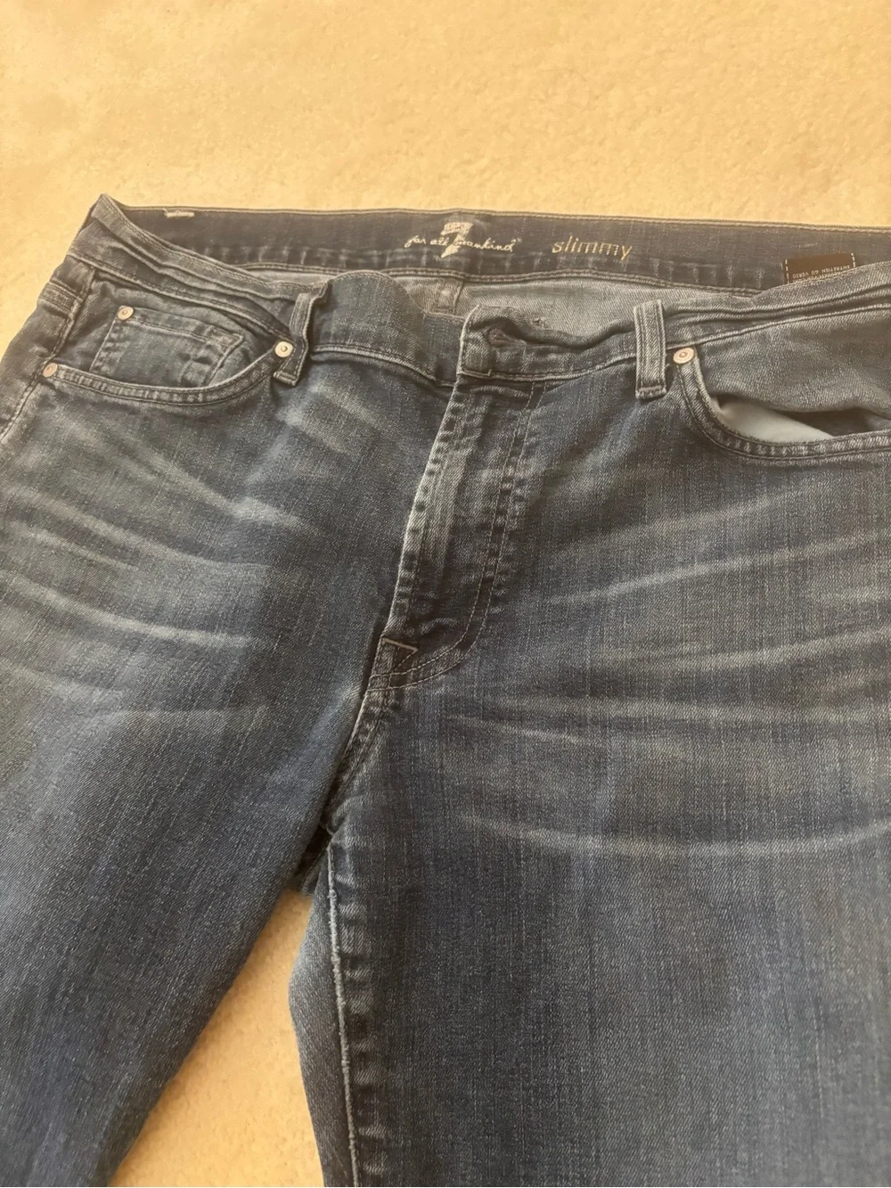 7 For All Mankind Men's Dark Blue Straight Jeans
